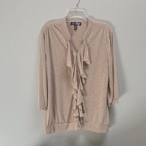 Lena Beige V-Neck Top